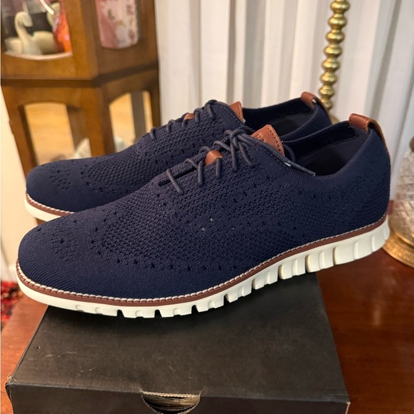 Cole Haan Zerogrand Stitchlite Men's Navy Marine Ivory Knit Casual Shoes NIB 10 - Picture 3 of 5